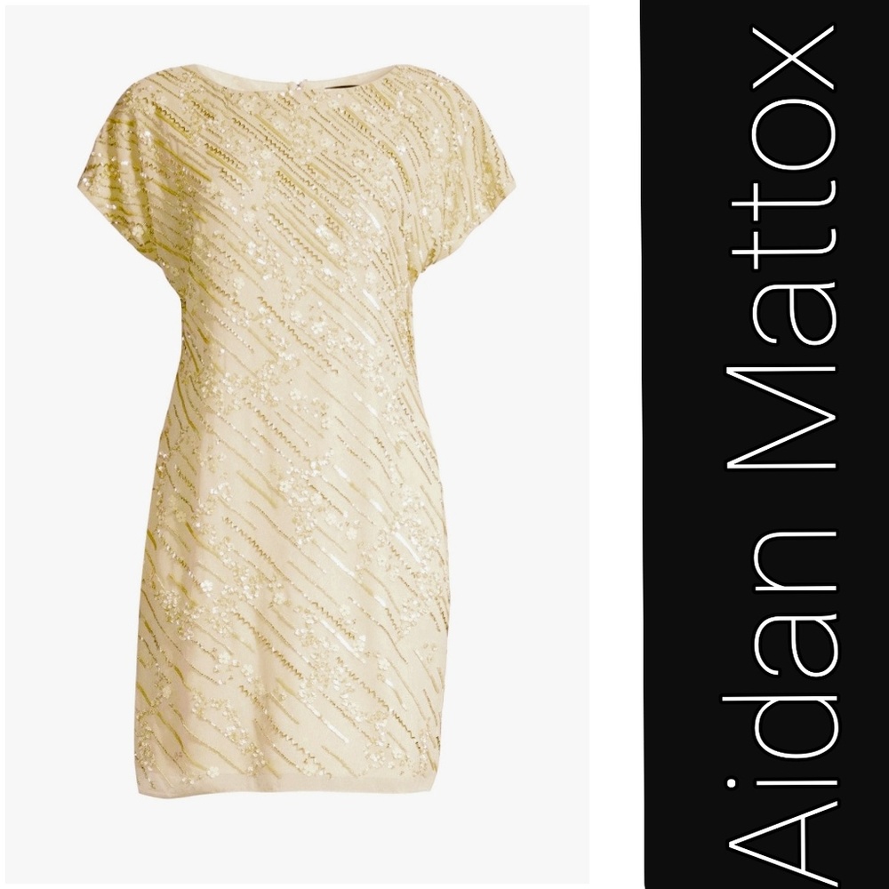 NWT Aidan Mattox Cap Sleeve Shift Dress